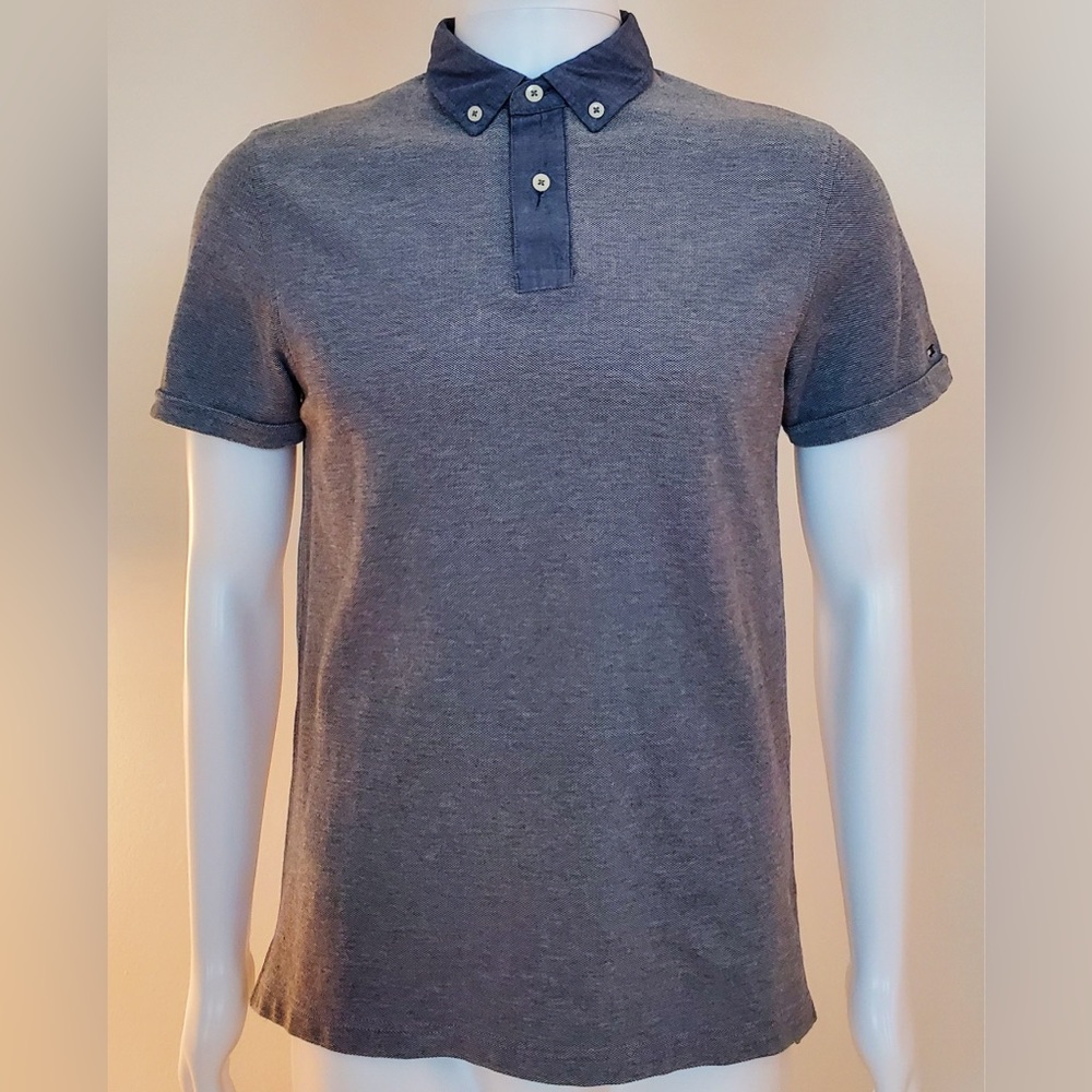 Tommy Hilfiger Light Blue Gray Buttoned Polo Shirt Short Sleeves New